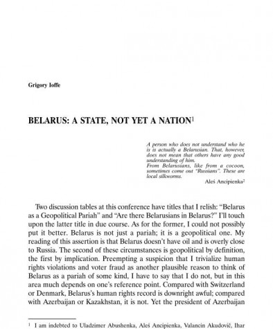 Belarus: A State, Not Yet a Nation 