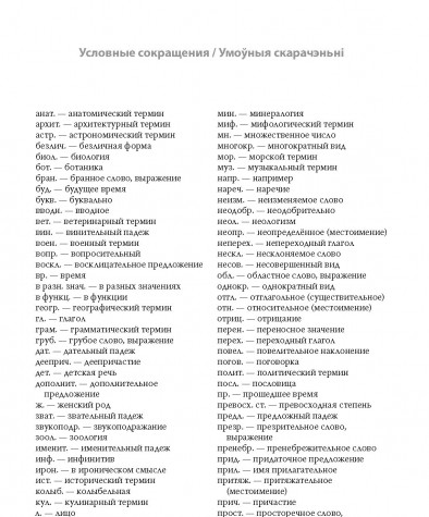 Условные сокращения. Белорусско-русский словарь